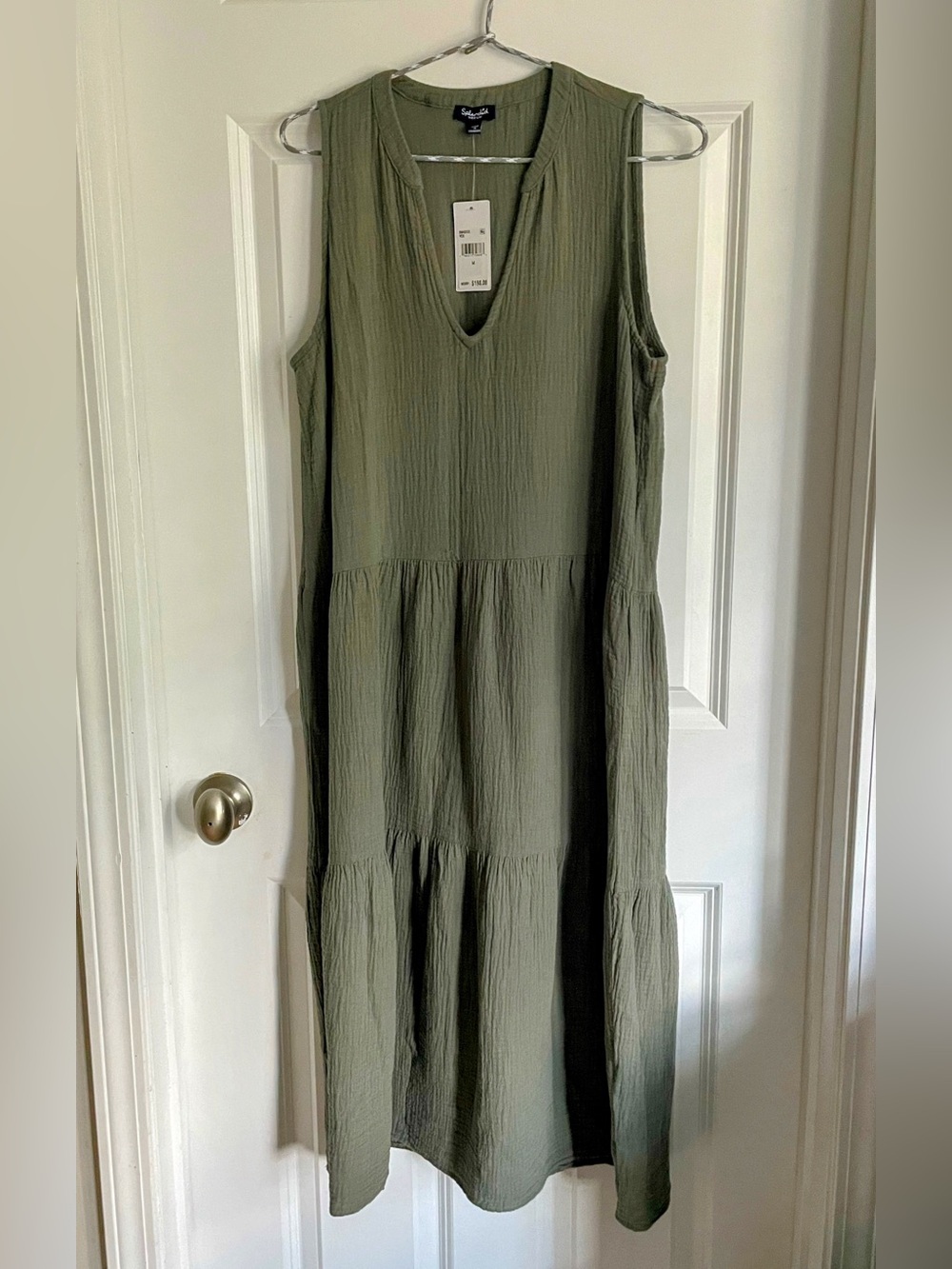 Splendid Olive Green Sleeveless Tiered Maxi Dress